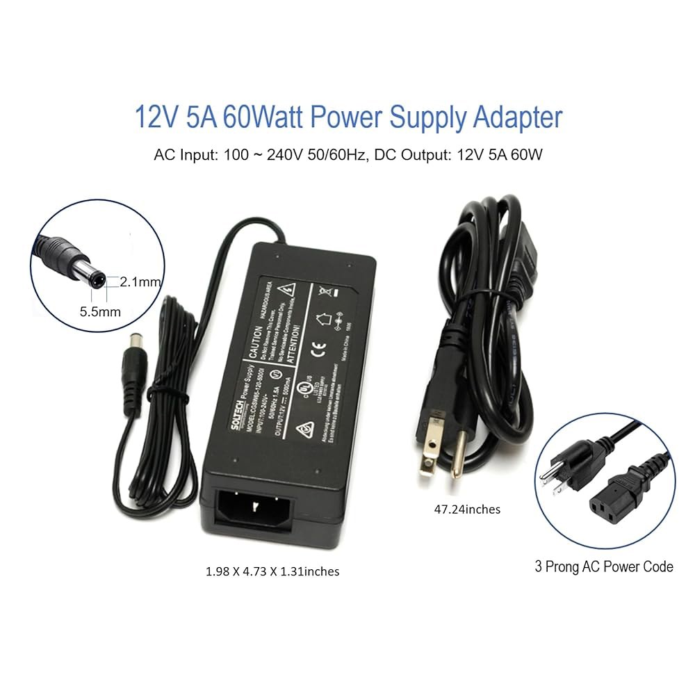 [UL 등록] CCTV 보안 카메라 나이트 스완 범용 AC 채널 어댑터 8 5000mA 위즈넷 60W 12V Q-See 4 또는 공급 DC NVR용 5A 코드, 올빼미 16 DVR - 상세 이미지 2