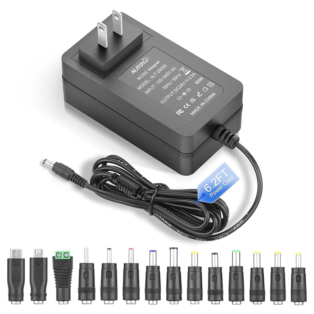 2.5A 60W AC 어댑터 100-240V 전원 컨버터 LED 1500mA 14가지 펌프 1A 팁 코드 라우터용 1.8m(6.2피트) 포함 스트립 DC 50-60Hz 변압기 카메 - 상품 이미지