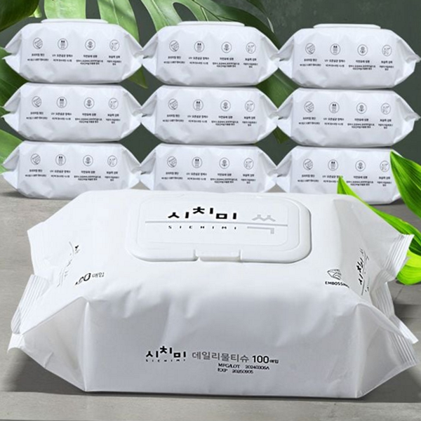 두꺼운 캡형 물티슈 넉넉한 대용량 물티슈 저자극 100매 무향 가정용