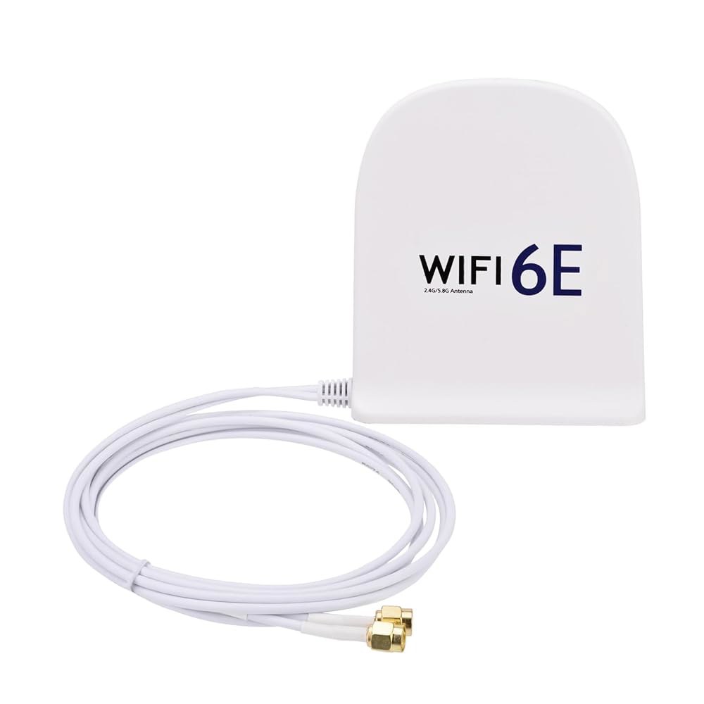 Bingfu WiFi 6E 안테나 트라이밴드 8dBi 2.4GHz PC 카드 베이스 라우터 카메라용 마그네틱 PCIe 네트워크 보안 2m(6.5피트) 무선 화이트 6GHz 케이블 - 상품 이미지