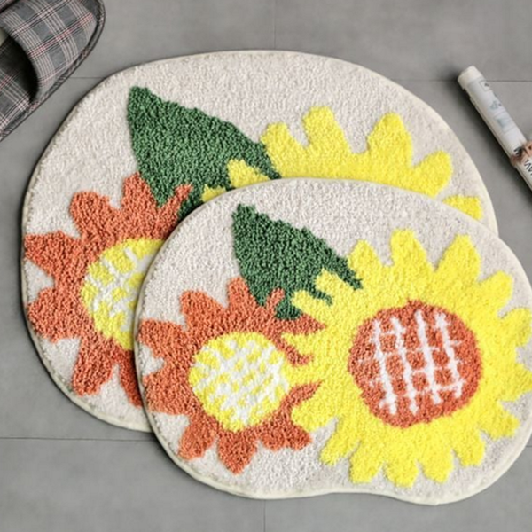 인테리어 해바라기 발 매트 꽃무늬 플라워 발 매트 주방용 욕실용