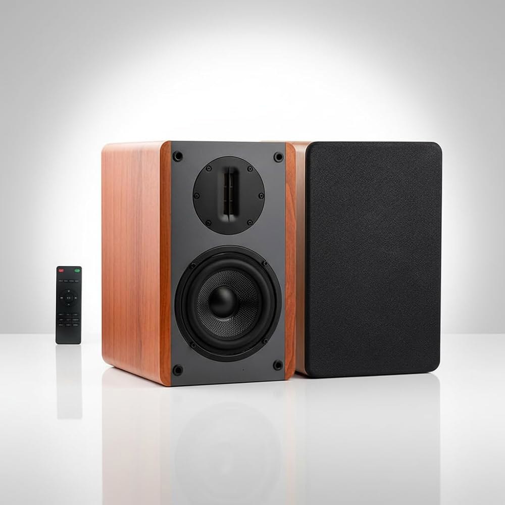 Samtronic 블루투스 북쉘프 스피커, 100W 턴테이블 우퍼, 및 광학/AUX/RCA/HDMI 있는 PC X TV용 TV 리본 스피커 5.25인치 입력이 2 전원 트위터 - 상품 이미지