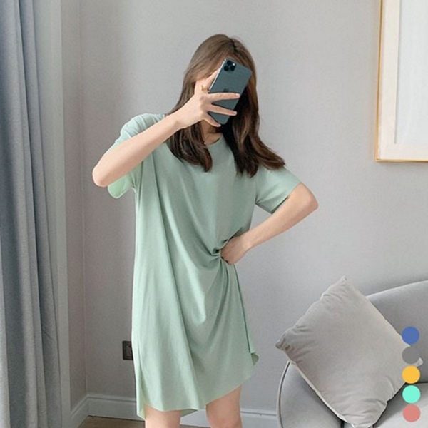 루즈핏 여성 원피스 데 여성 미니 원피스 라운드 여름 - 상품 이미지