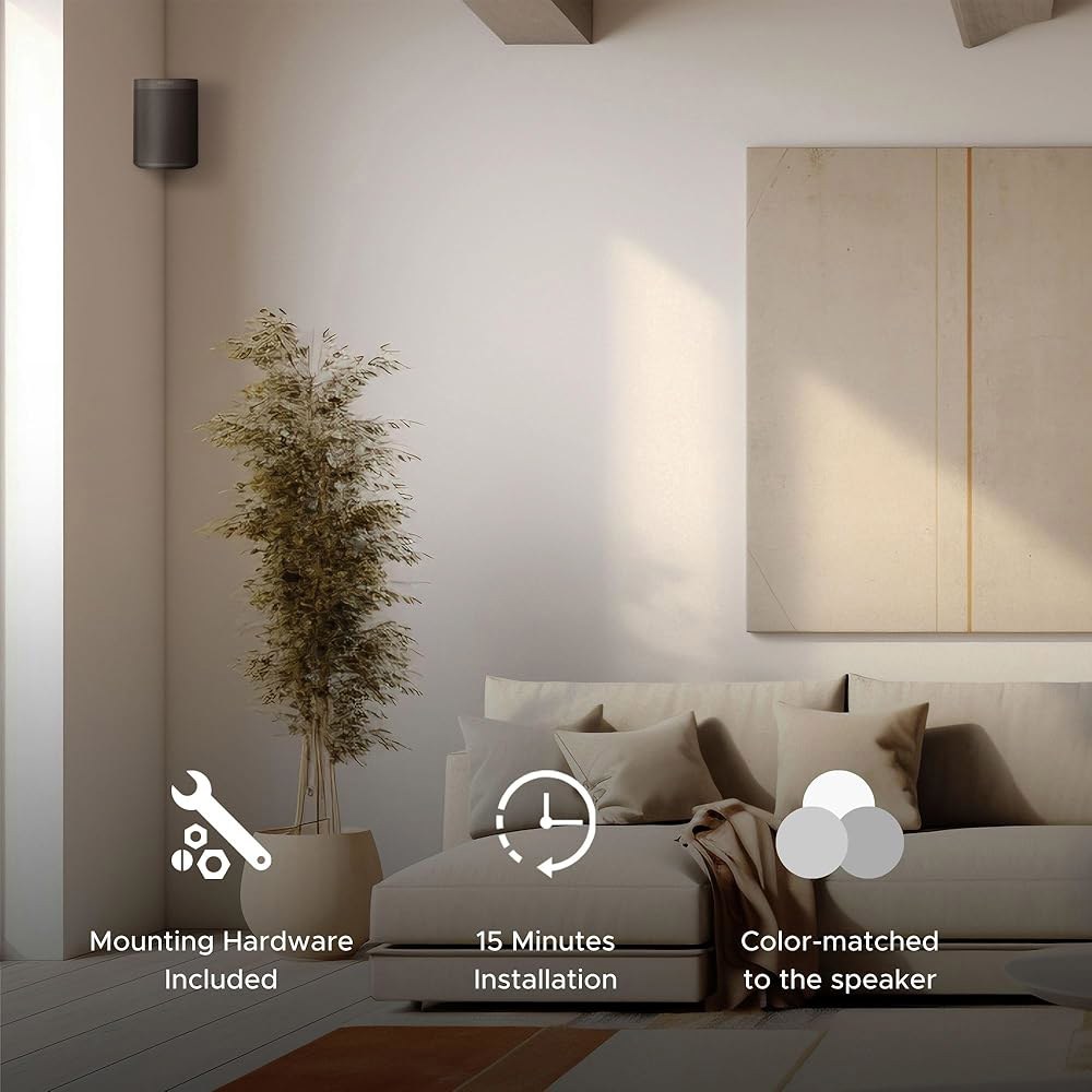 Sound Bass ONE 코너 벽 Sonos Play 프로파일, 1 - 2, 마운트 블랙, 싱글 로우 및 모든 ONE, 스피커와 (1개), 장착 Gen 호환되는 브래킷 SL 하드 - 상세 이미지 3