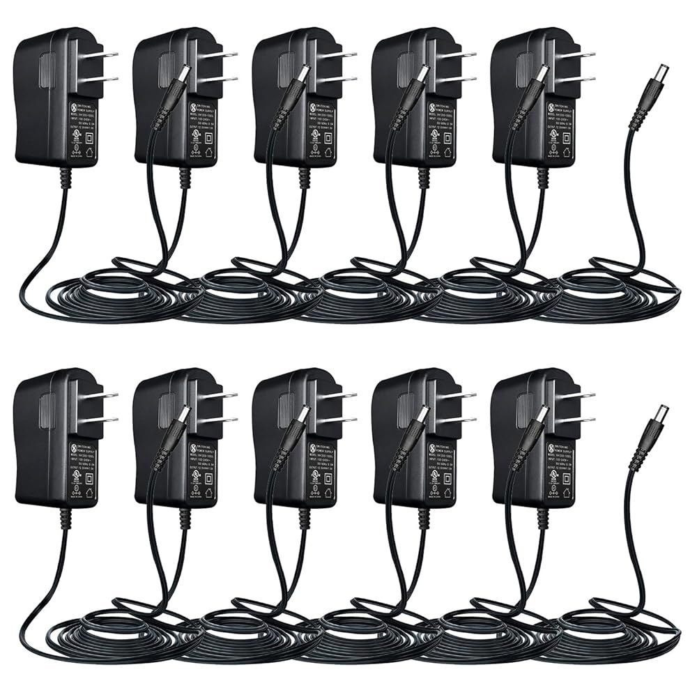 3m(10피트) 길이의 DC 12V 1A UL 키보드, CCTV AC 라우터, 12W 웹캠, 스피커, 코드 어댑터, LED 카메라 BT 조명, 등용 스트립 전원 공급 등록 10개, - 상품 이미지