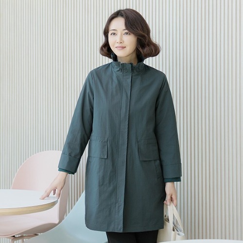 엄마옷 조이마담 J3075 커버포켓 프릴넥 코트 중년여성의류 - 상품 이미지