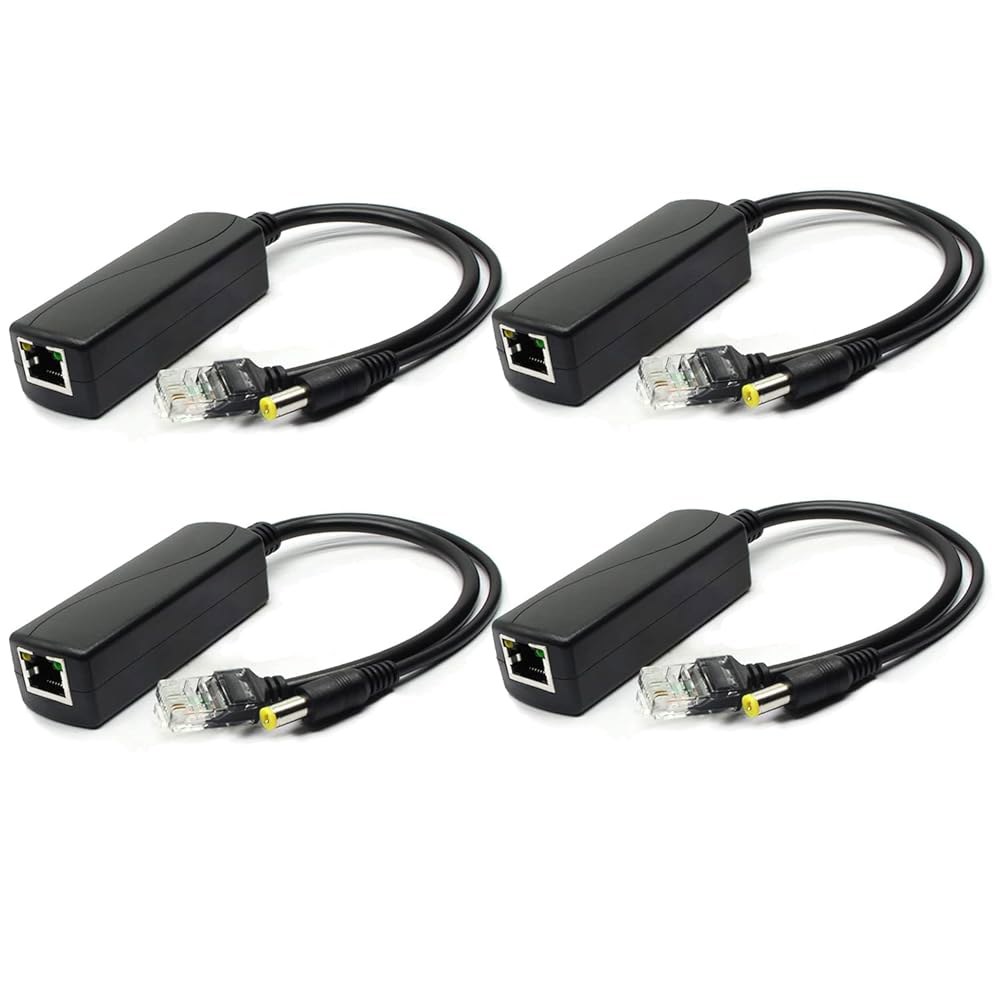 4팩 액티브 48V - 12V AP 스플리터 어댑터, 10/100Mbps, Voip IEEE 준수, 802.3af IP PoE 폰 카메라 - 상품 이미지