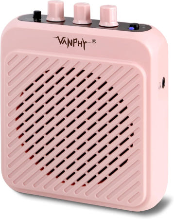 [해외]VANPHY 미니 일렉트릭 기타 앰프 3W 충전식 블루투스 클린 오버드라이브 채널 5H 작동식 실내 연습 및 여행용 휴대용 소형 AG-03N 핑크 Pink
