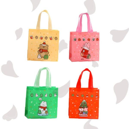 연말 시즌 캐릭터 프린팅 부직포 쇼핑백 에코백 답례품 포장 가방 파티 행사 단체