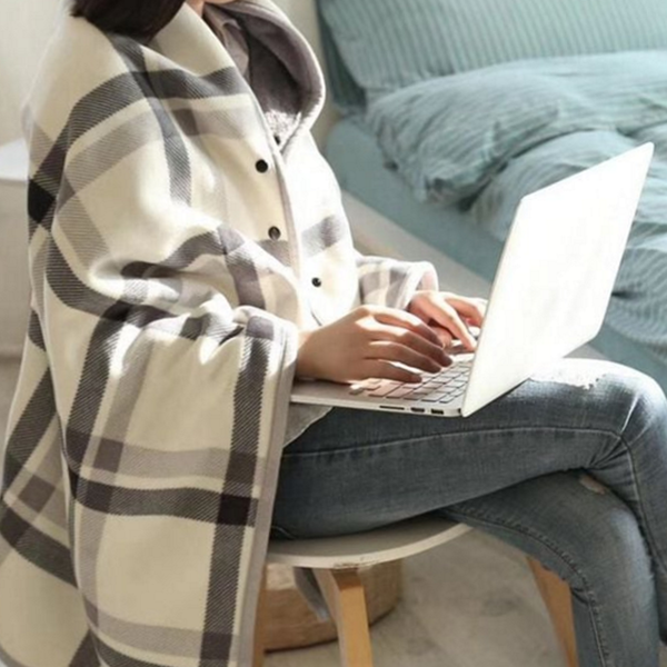포근한 체크 무릎 담요 휴대용 극세사 망토 담요 사무실 겨울 - 상품 이미지
