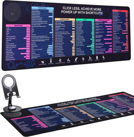 [해외]360° 회전 가능한 휴대폰 홀더가 있는 엑셀 바로가기 키 마우스 패드 사무실 및 게임용 미끄럼 방지 책상 매트 컴퓨터 노트북 PC 사용자를 위한 추가 RGB Mouse P