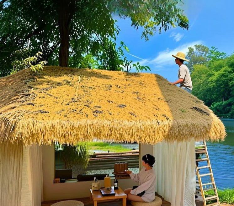 인공 지푸라기 해변 잔디 장식 시골 건초 갈대 볏단 짚옐로우 인조 방수 - 상세 이미지 2