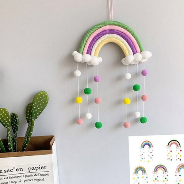 핸드메이드 무지개 마크라메 북유럽 마크라메 벽장식 인테리어 태슬