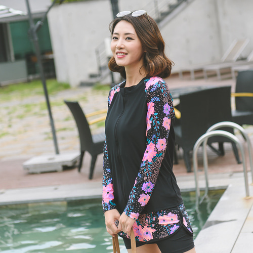 조이마담S7045 마다가스카르 래쉬가드 상의 50대60대중년여성 빅사이즈수영복 - 상세 이미지 2
