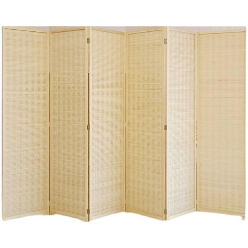 대나무 파티션 공간분리 바퀴달린 라탄 스타일 병풍 원목 오렌지 170 x 40cm 4단 포함 - 상세 이미지 2