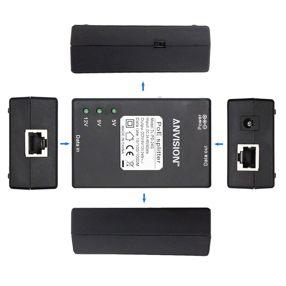 액티브 기가비트 PoE 스플리터 어댑터, 802.3af 5V/9V/12V 100m(328피트), 준수, 사이즈 멀티 최대 카메라 위한 IP DC 전원 팁, Voip IEEE 출력 - 상세 이미지 3