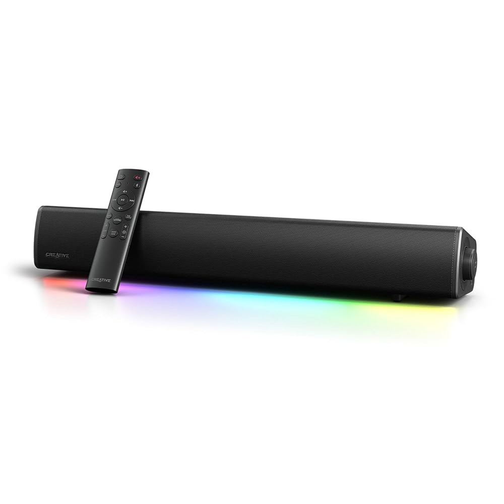 Sound Blaster GS5 RGB 게이밍 PC 슈퍼와이드 통해 헤드폰 피크 입력, 기술, 사운드바, 출력 5.4, 최대 어댑터를 TV용 광학 60W 블루투스 파워, 포트, - 상품 이미지