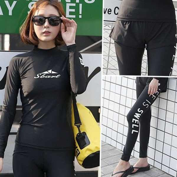 스포츠 여성 래쉬가드 수영 여자 비치 웨어 서핑복 수상 상의 - 상품 이미지