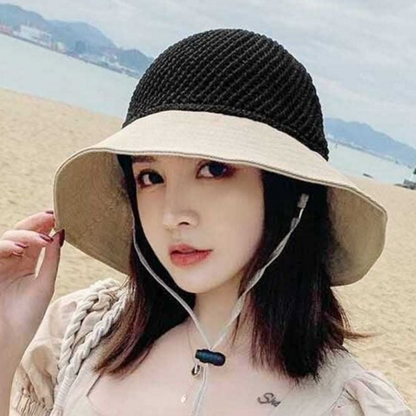 와이드챙 여성 버킷 햇 데 여성 왕골 모자 여름 비치 - 상품 이미지