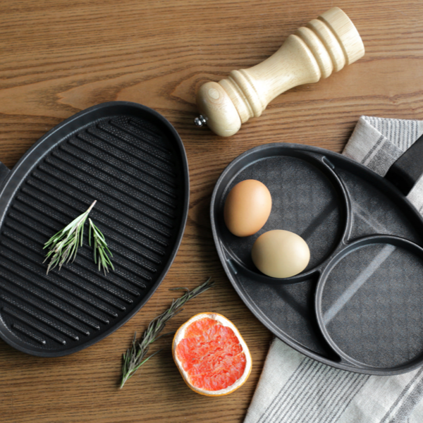 다용도 인덕션 후라이팬 타원형 계란 후라이팬 2구 요리 미니