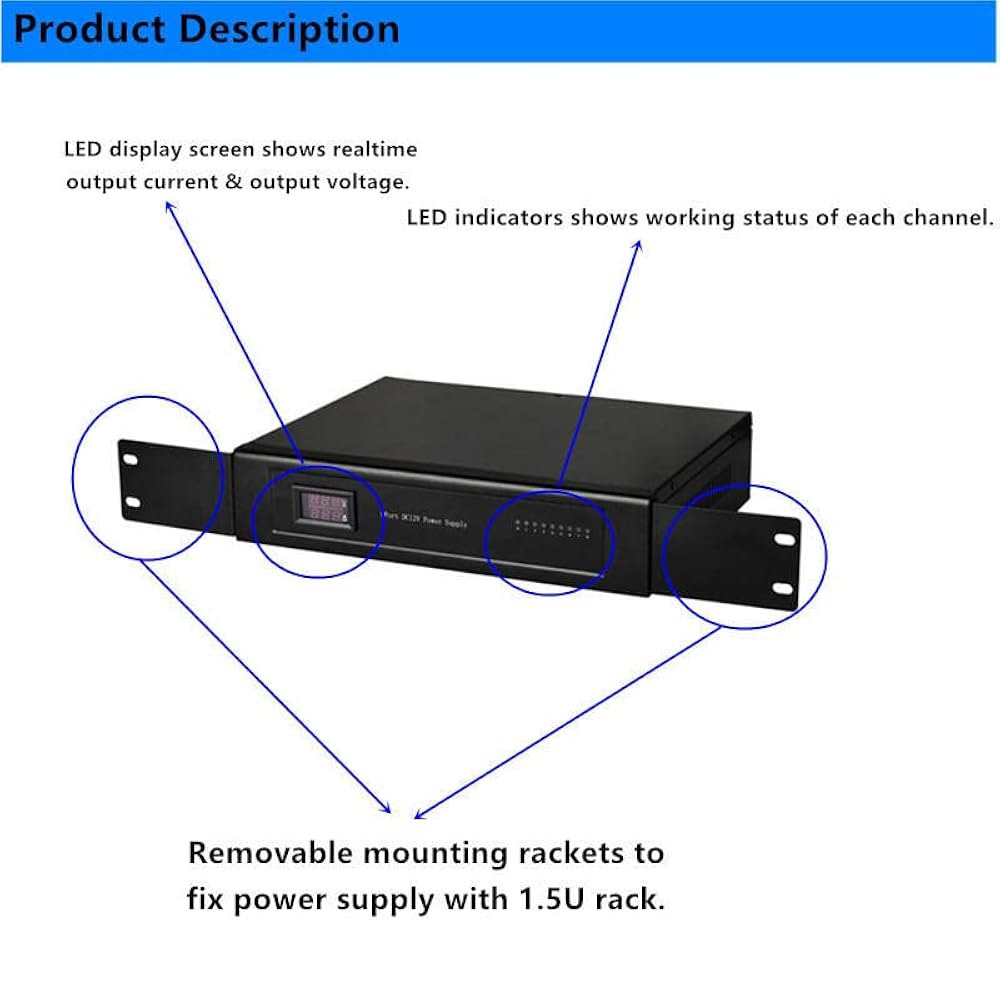EVERSECU 17CH DC12V 20 Amp 마운트 플러그 전원 AC 장치, 카메라용 박스 랙 CCTV PTC DVR, 포함, IP 퓨즈 1.5U/19 카메라, 공급 보안 금속 - 상세 이미지 3
