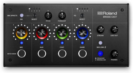 Roland [해외]롤랜드 브리지 캐스트 듀얼 버스 게이밍 믹서 블랙 | 프로 오디오 스트리밍 인터페이스 및 온라인 게이머용 32비트 하드웨어 DSP USB-C 윈도우 맥 연결 마이크용 bla