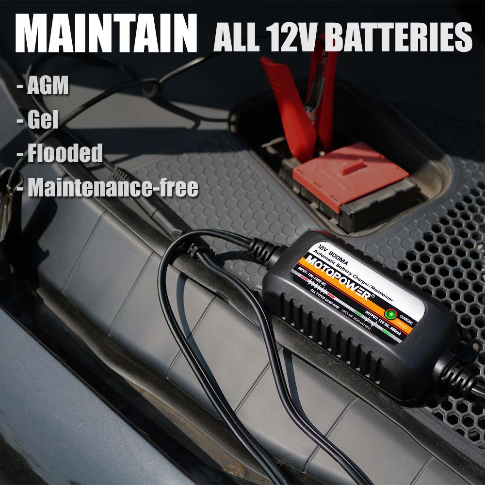 모토파워 MP00205C 12V 800mA 자동 배터리 충전기, 유지보수기, 트리클 탈황기, 2팩(2팩) - 상세 이미지 2