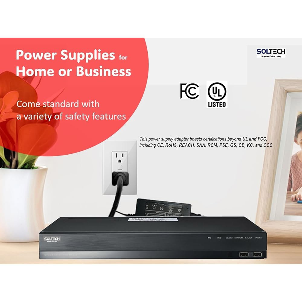 [UL 등록] CCTV 보안 카메라 나이트 스완 범용 AC 채널 어댑터 8 5000mA 위즈넷 60W 12V Q-See 4 또는 공급 DC NVR용 5A 코드, 올빼미 16 DVR - 상세 이미지 3