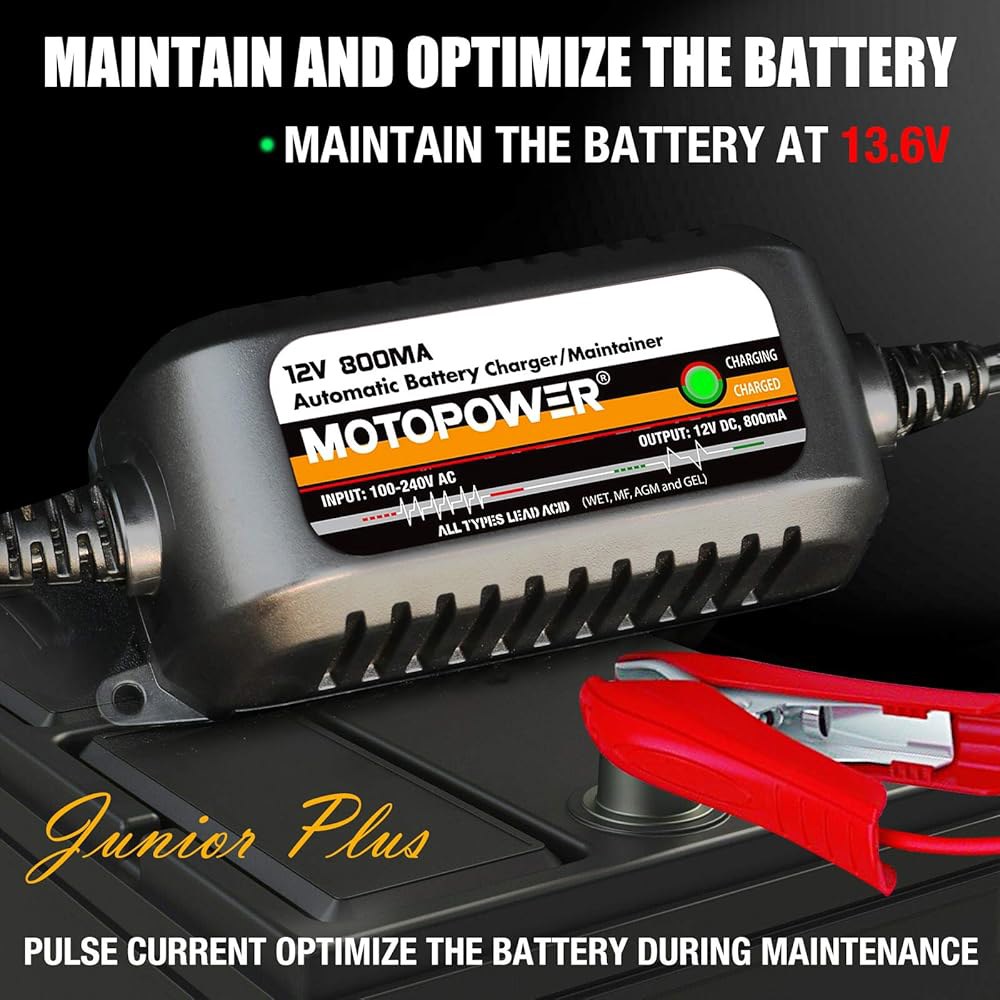 모토파워 MP00205C 12V 800mA 자동 배터리 충전기, 유지보수기, 트리클 충전기 및 탈황기 - 상세 이미지 3