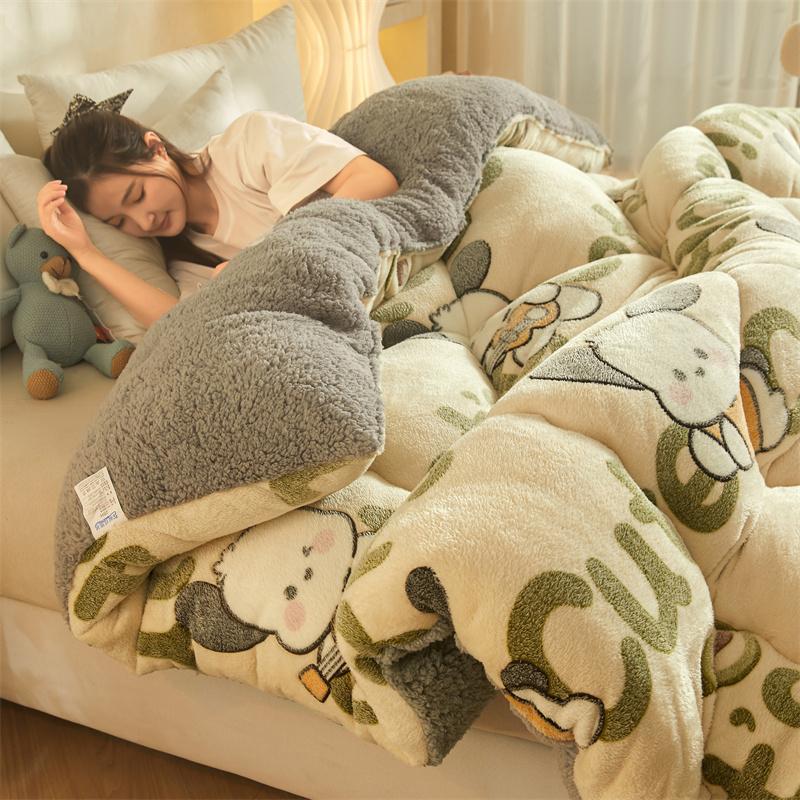 양면 두터운 겨울이불 호텔 구름 사계절 겨울 차렵 플라워 보온 눈꽃벨벳 양모이불 - 상세 이미지 2