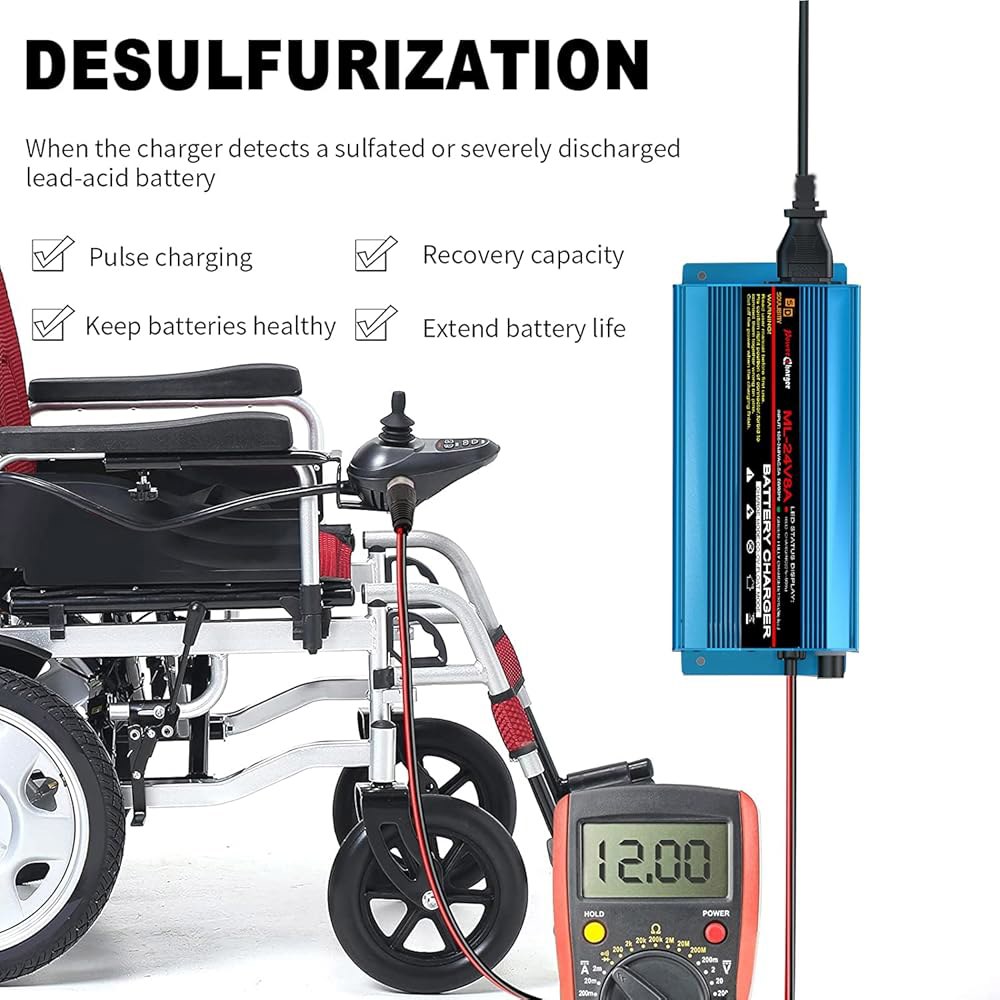 24V 8Amp 배터리 충전기, 휠체어용 XLR 커넥터가 장착된 자동 스마트 납축 트리클 충전기 유지 관리기, 밀폐형 AGM 배터리, 카 보트, 잔디 깎는 기계 - 상세 이미지 3