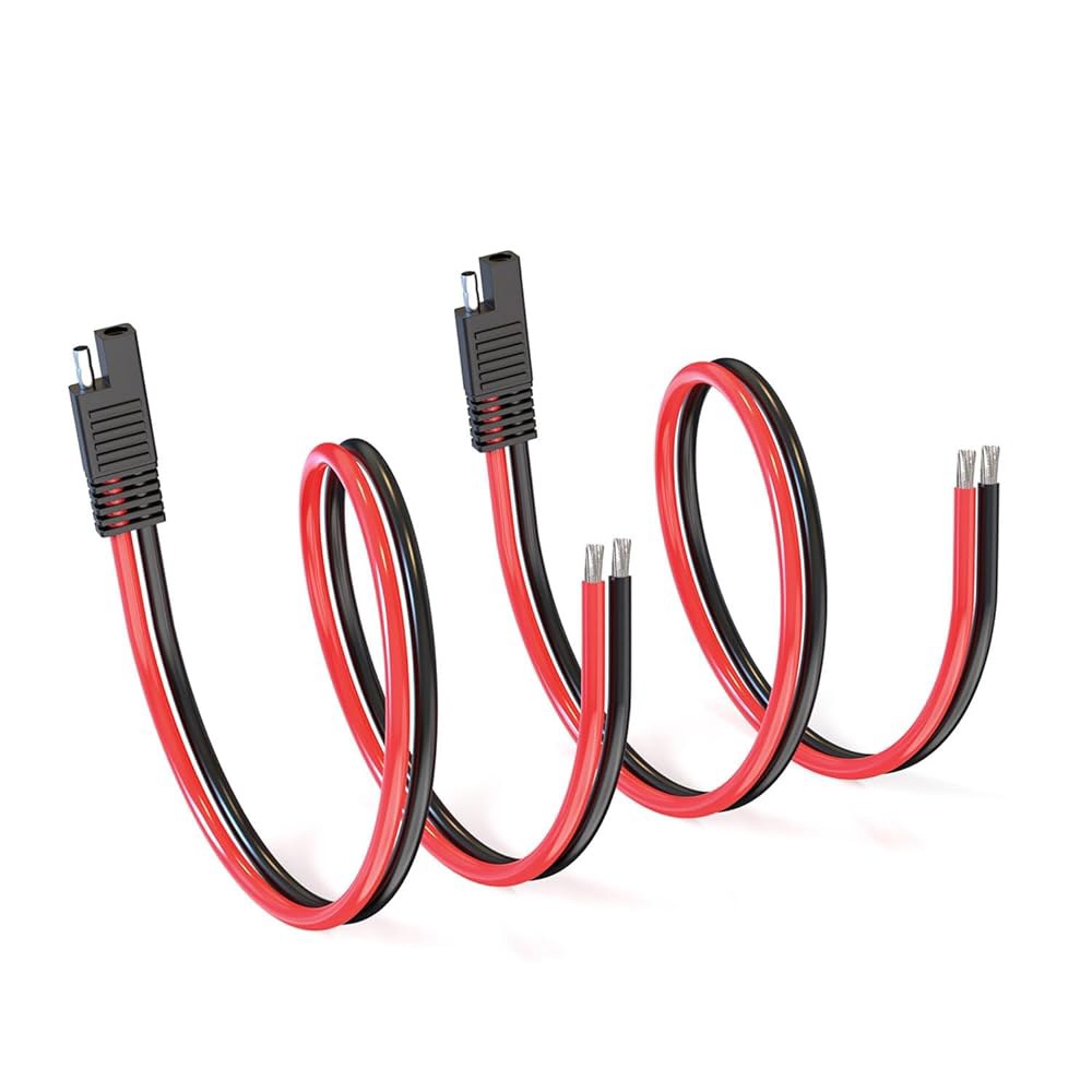ELFCULB SAE 커넥터 케이블, 10AWG 2피트 2핀 퀵 태양광 패널 자동차 오토바이용 분리 플러그(2팩) 16AWG 1FT SAE Connector - 상품 이미지