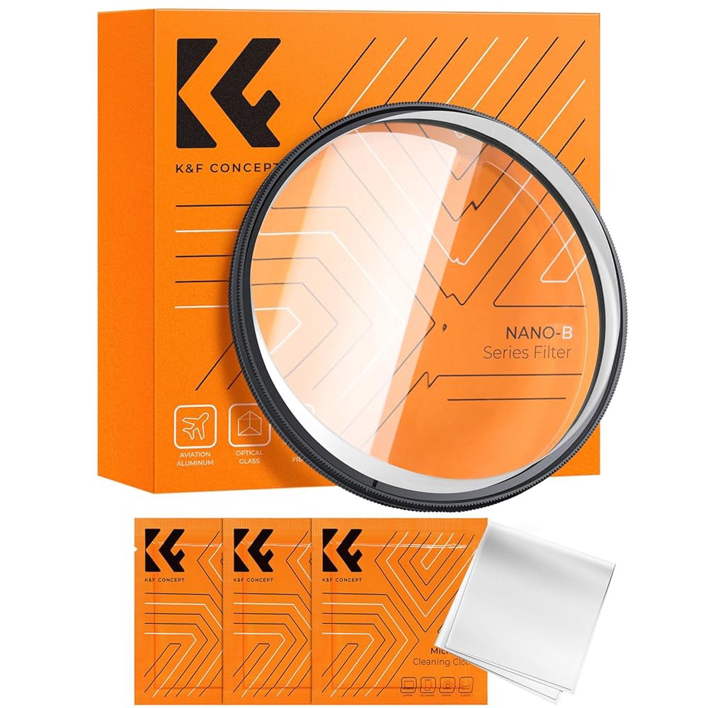 K&F 컨셉 82mm 일방적 블러 고스트 모션 필터 초고속 효과 카메라 렌즈 클리어 광학 유리 청소용 천 포함 58mm - 상품 이미지