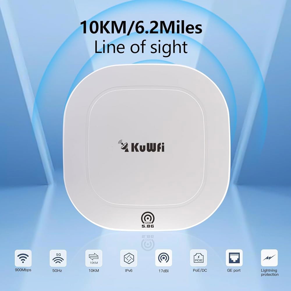 KuWFi 5.8G 기가비트 포인트 투 야외 브릿지 라우터/카메라 10KM 장거리 무선 CPE, 스타링크 지원 Wi-Fi TDMA 확장, 별채로 키트, CPE120 - 상세 이미지 2