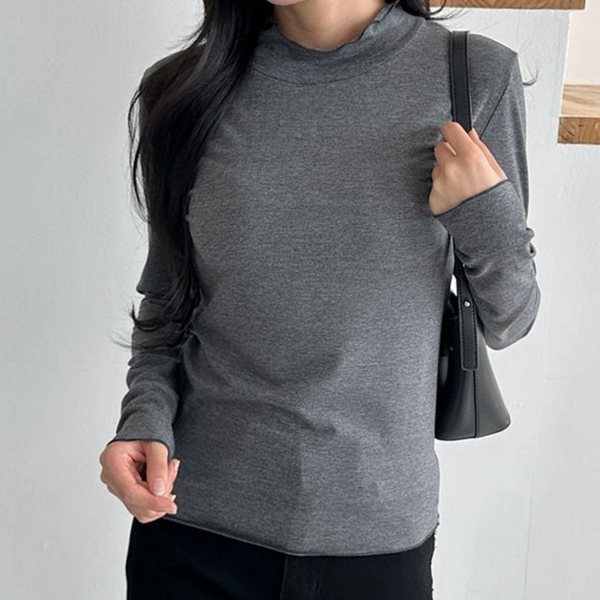 데일리 여성 긴 팔 티셔츠 라운드 여성 프릴 티셔츠 기본 - 상품 이미지