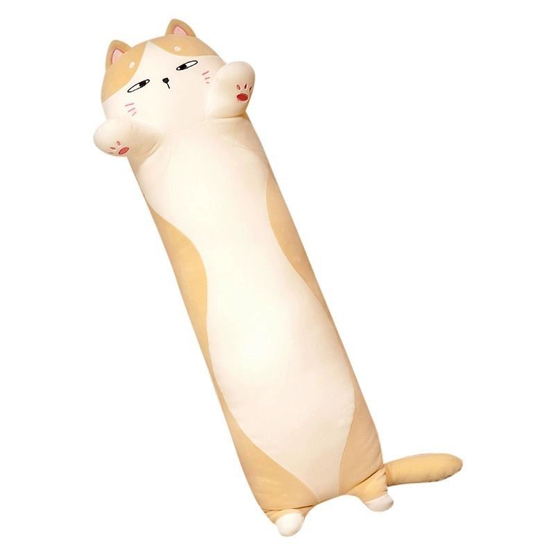 순잠 대형 롱베개 긴베개 안고자는 베개 꼬리 장식 모찌 브라운캣 110cm - 상품 이미지