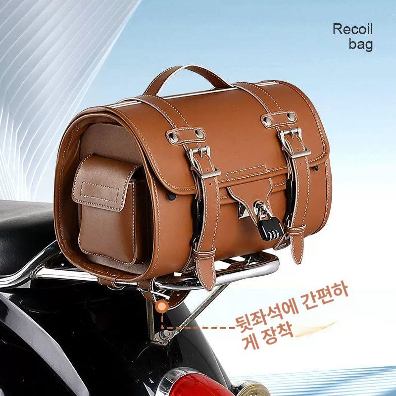 탑박스 스쿠터 리어백 클래식 화이트 가죽 브라운-랙 미포함 - 상세 이미지 3