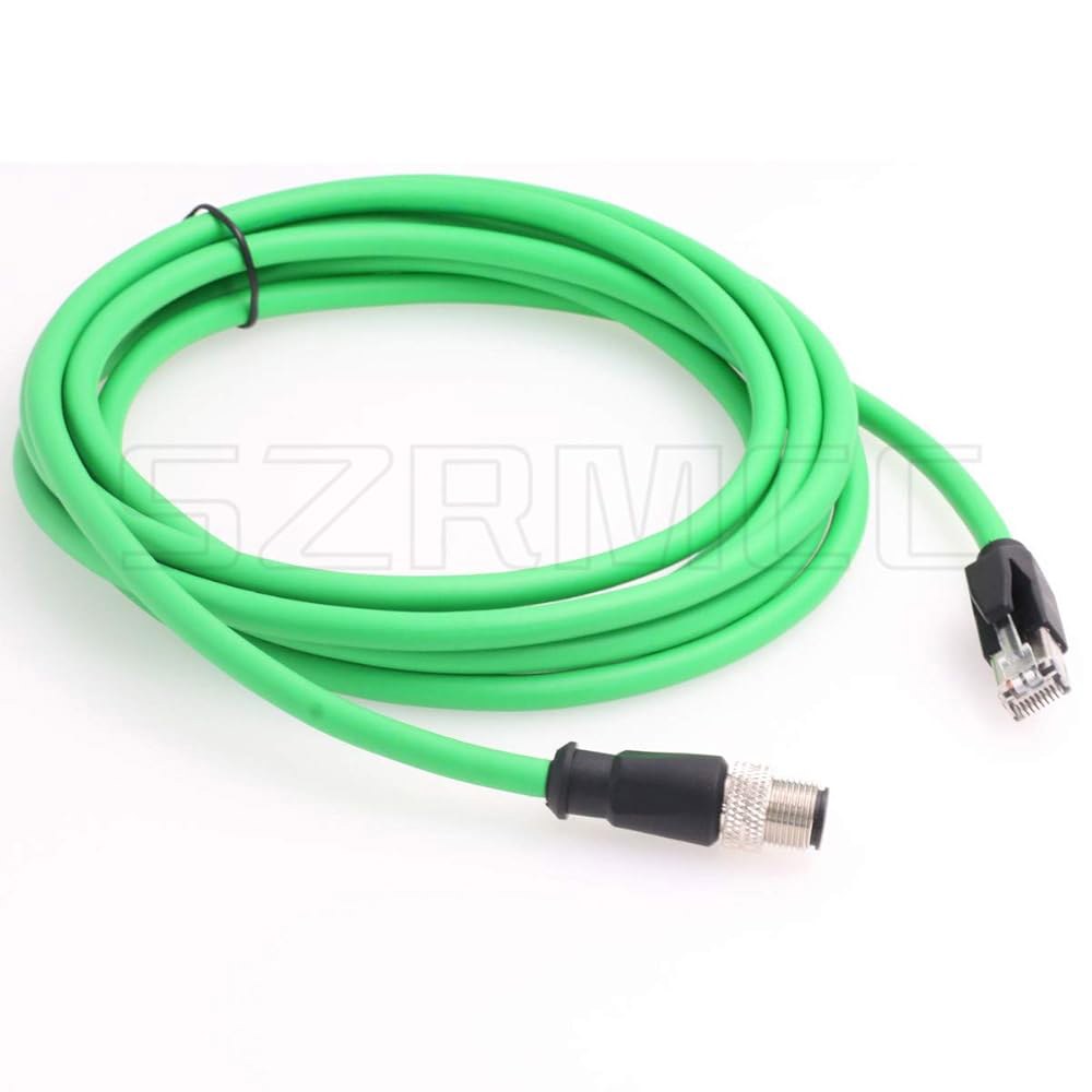 SZRMCC M12 이더넷 케이블 D-코드 커넥터 플렉스 (1m, RJ45 네트워크 방수 산업용 그린) 하이 수 차폐 - Cat5e 4핀 센서용 카메라 Green 3m - 상세 이미지 3