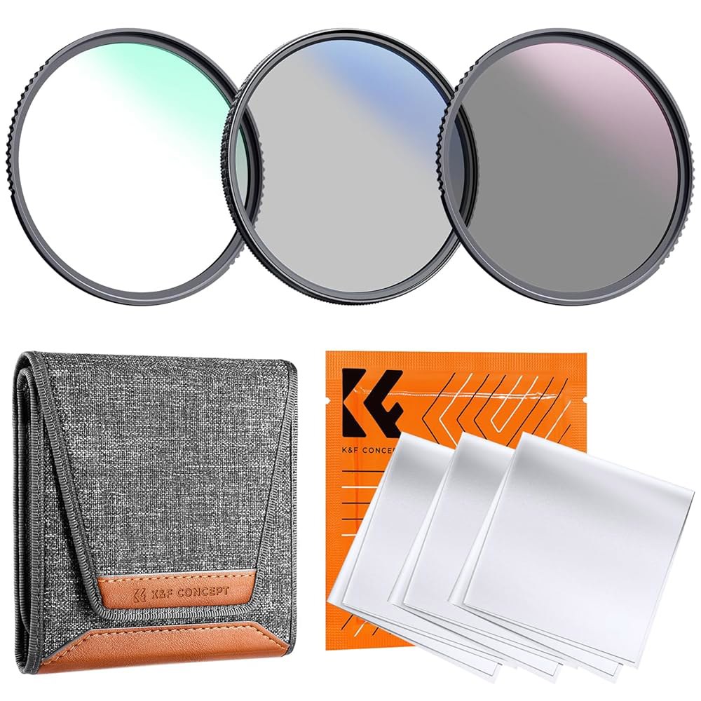 K&F 컨셉 67mm UV / CPL ND 렌즈 필터 키트 (3피스)-18 다층 코팅, + 편광 중성 밀도 (ND4) 카메라 렌즈용 클리닝 천 파우치 (K-시리즈) 37mm - 상품 이미지