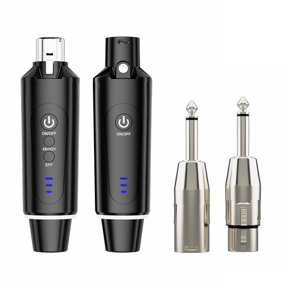 아르비텍 무선 XLR 마이크 송신기 수신기 2.4Ghz, 다이내믹 마이크용 시스템 어댑터, 오디오 믹서, 일렉트릭 기타 베이스, 콘덴서 48V 팬텀 전원, 160피트 범위 - 상품 이미지