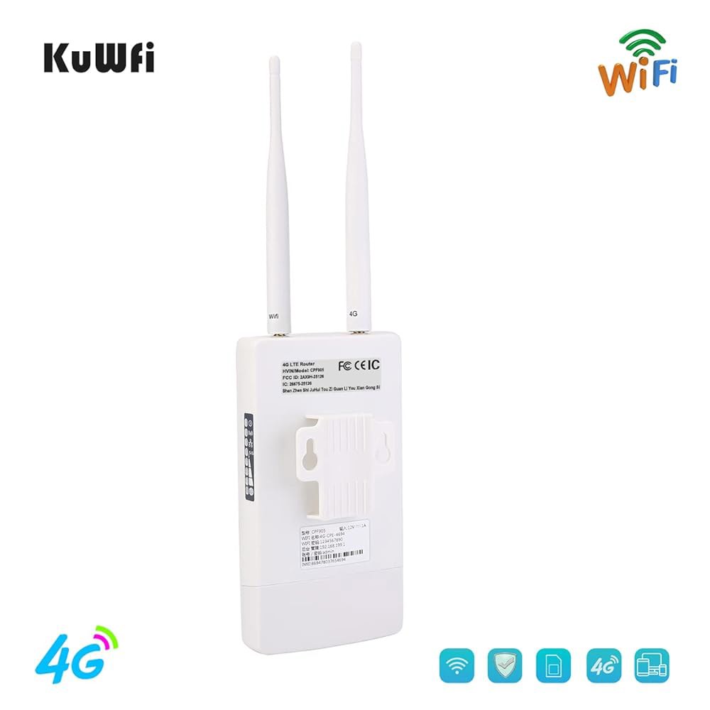 KuWFi 방수 야외 4G LTE 커버리지와 CPE SIM CAT4 외부 적합하지 작동, 모드에서만 않음 라우터, 함께 또는 Wi-Fi 미국에는 카드 안테나 150Mbps 카메라 - 상세 이미지 2