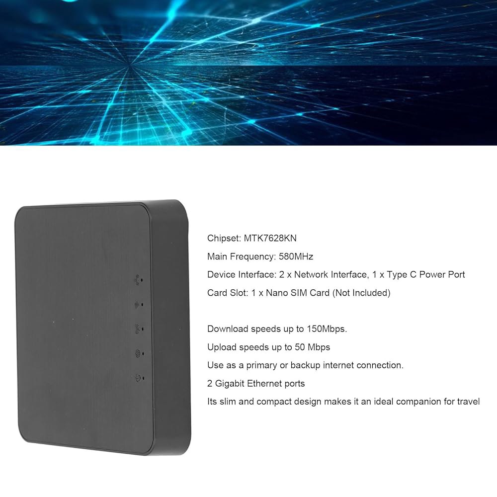 4G LTE 광대역 모뎀, 모든 유럽 캠핑 핫스팟 버전 모바일 모뎀 보안 이더넷 카메라 2 카드 SIM 카드용 나노 라우터, 여행 포트 기가비트 - 상세 이미지 3