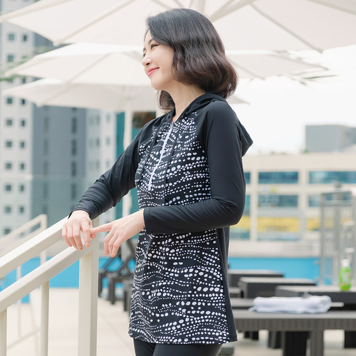 조이마담S7124 웨이브 후드 수영복 세트 50대60대중년여성 빅사이즈래쉬가드 - 상세 이미지 2