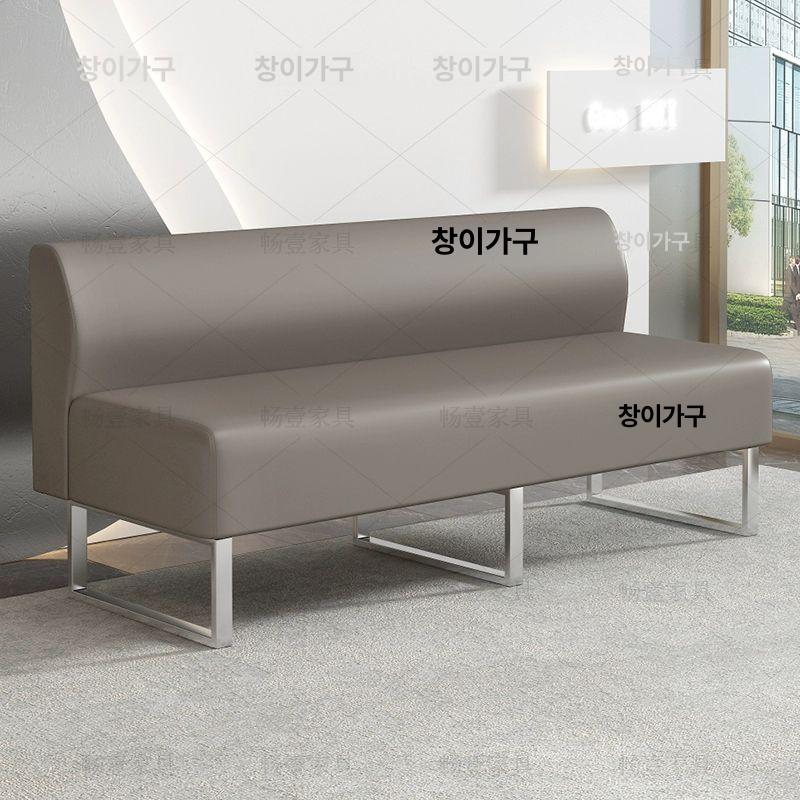 대기실 소파 벤치 3인용 바버샵 2 의자 뷰티숍 매장 블랙 스테인리스스틸 4인용 - 상세 이미지 2