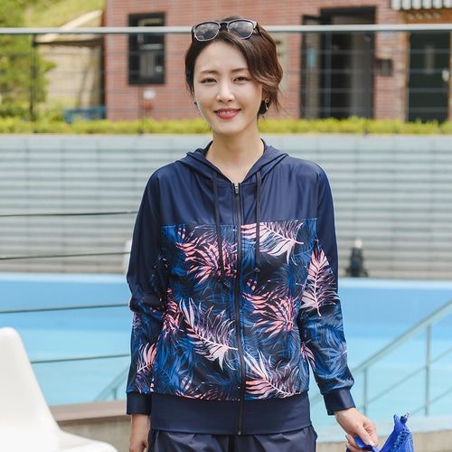조이마담S7103 코코넛 후드 래쉬가드 상의 50대60대중년여성 빅사이즈수영복 - 상세 이미지 2