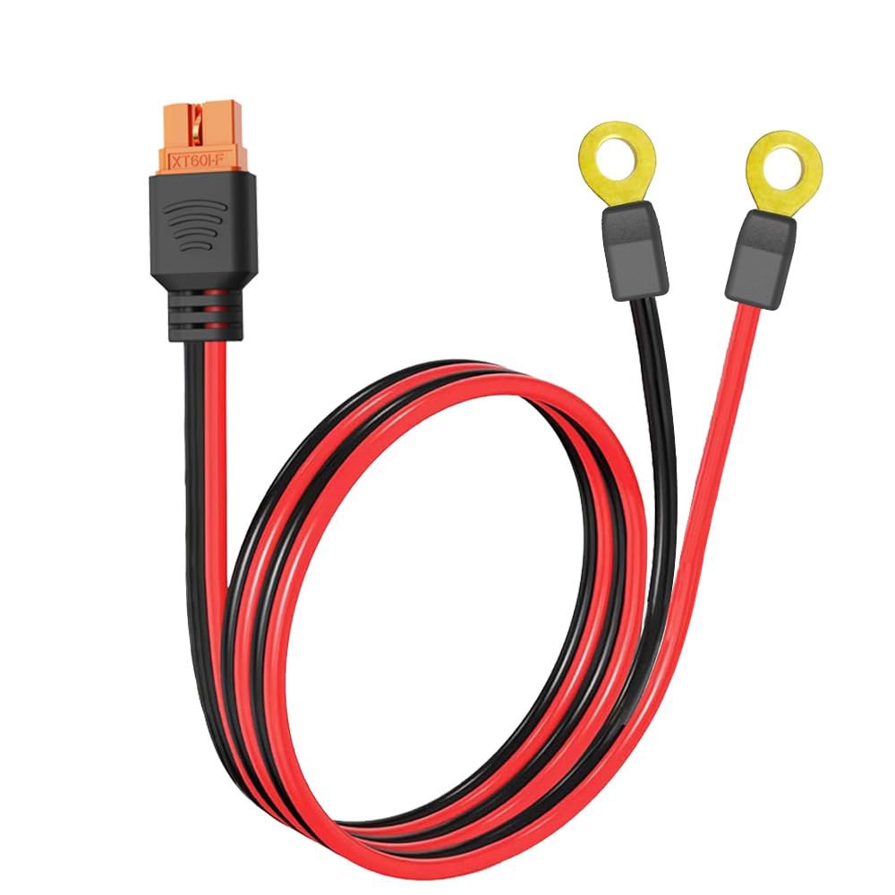 GRZWAYS XT60i to O 링 터미널 케이블, 16A 이상, 5FT 10AWG 연장 케이블 암형 커넥터 XT60i-f 리포 배터리 호환 (150만 / 5FT) - 상품 이미지