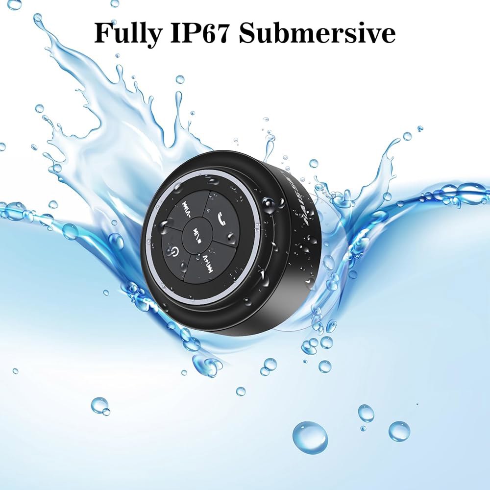 흡착 컵이 있는 휴대용 무선 스피커, 선물 쉽게 남성 수 있음, 및 컴퓨터에 방수 IP67 야외 페어링할 휴대폰, 태블릿, 여성용 - 상세 이미지 3