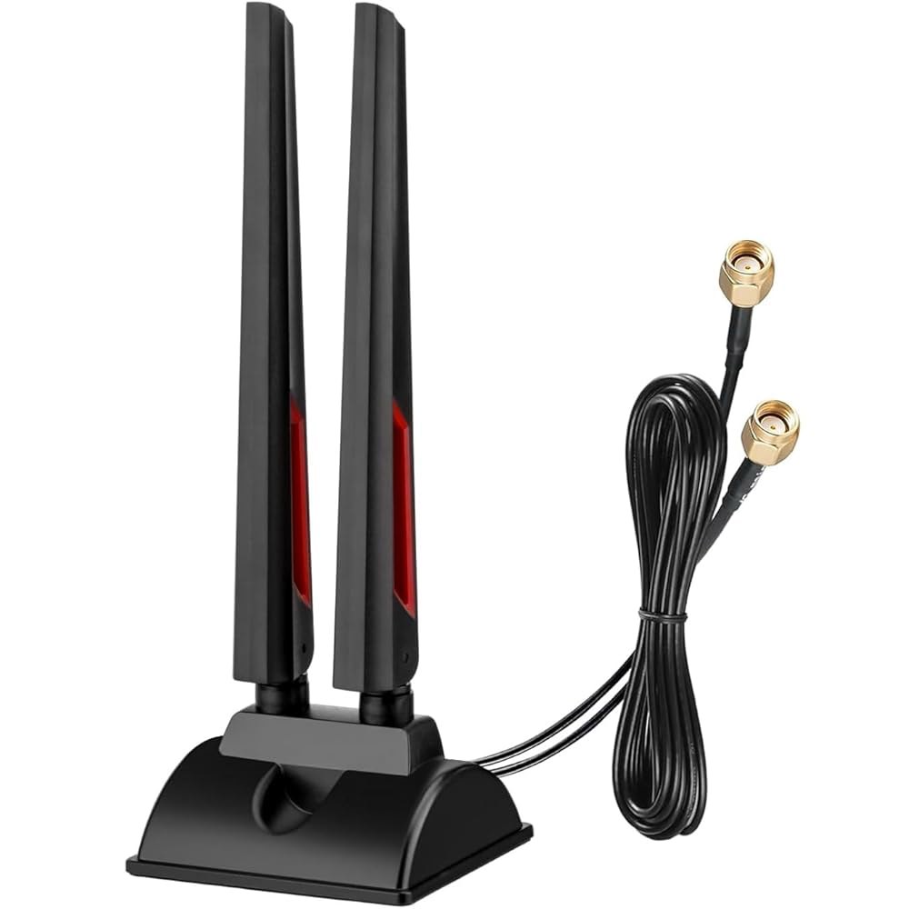WiFi 6E 안테나 6GHz 5GHz PC 케이블 포함, 마그네틱 2.4GHz 연장 게이밍 PCIe 라우터용 Wi-Fi 2m(6.5피트) 데스크탑 컴퓨터 베이스, 카드, - 상품 이미지