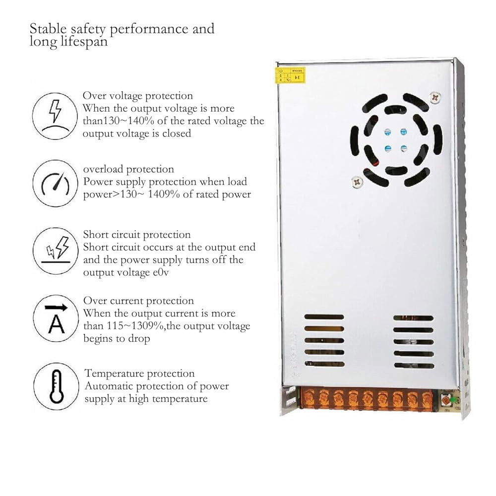 Yasoca 12v 30a 전원 공급 출력 장치, CCTV 스트립 110-240V 12v30a 360W AC 범용 조절 컨버터 카메라 컴퓨터 및 LED 변압기 to 조명, 프로젝트 - 상세 이미지 3