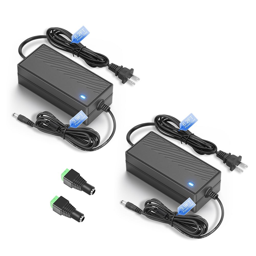 업그레이드 DC 12V 전원 공급 5A 5Amp (2팩) ~ 카메라 50-60hz 최대 PC 터미널 어댑터 4A AC/DC 조명 와이어 장치 60W CCTV LED 플러그 보안 - 상품 이미지